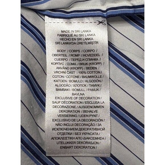 Lauren Ralph Lauren Broadcloth Blue White Striped Shirt Dress Tie  Embroidered 8 - Picture 11 of 12